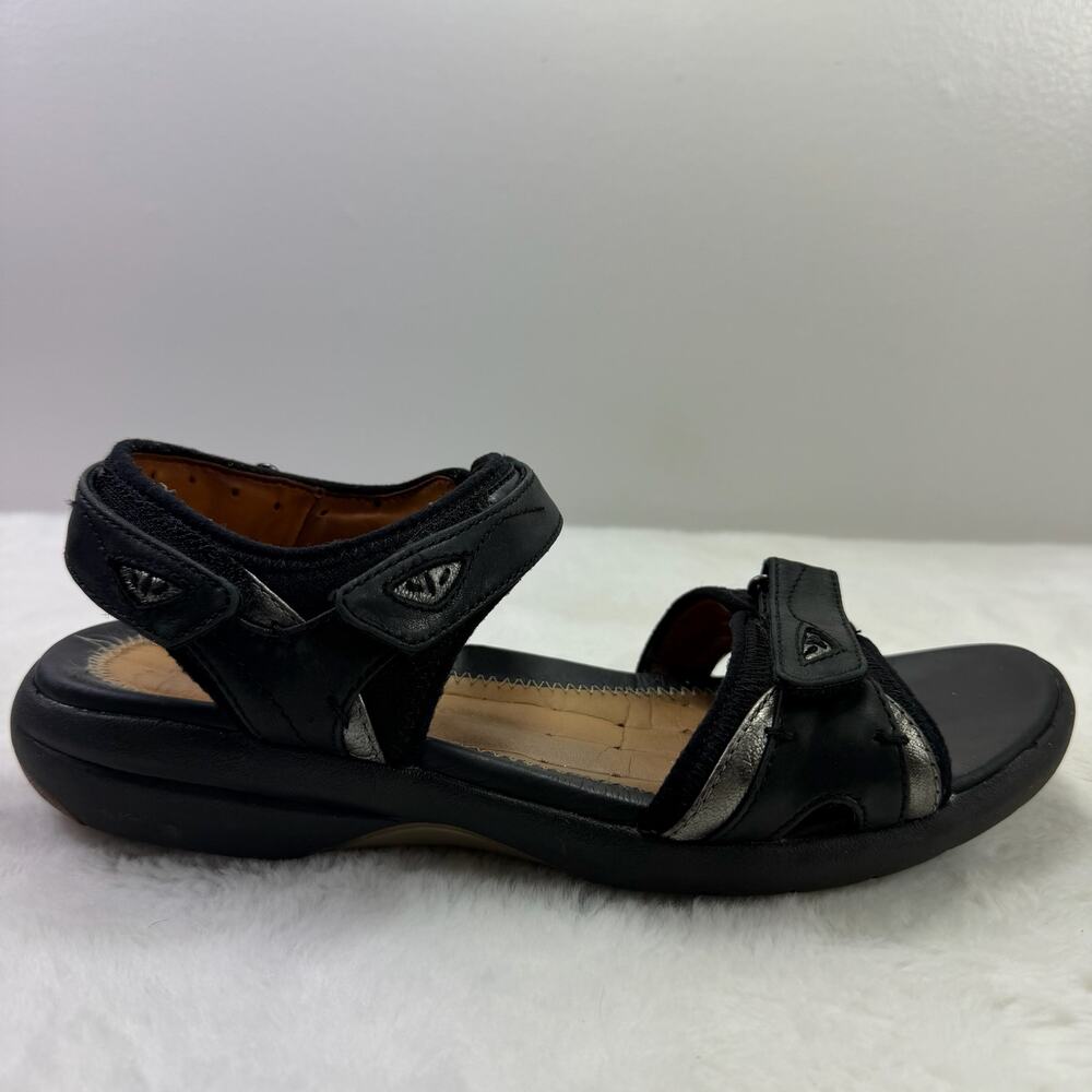 Clarks Women’s Un Harbour Black Leather Sandals Size 8.5